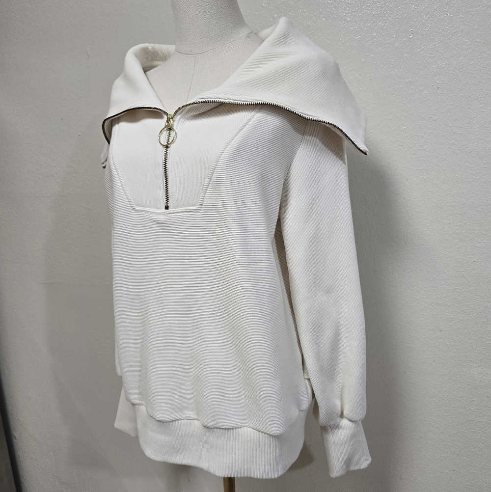 Varley Vine Ottoman Half Zip Pullover Ivory Size XS - Picture 6 of 11